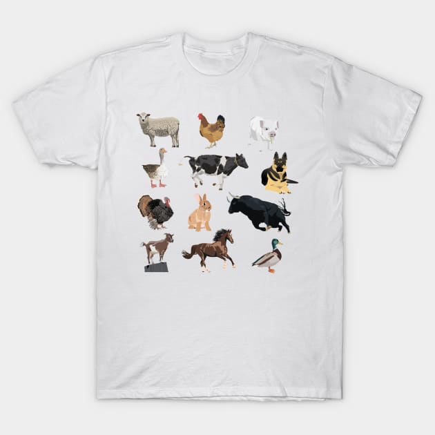 Farm Animals Pattern T-Shirt by NorseTech